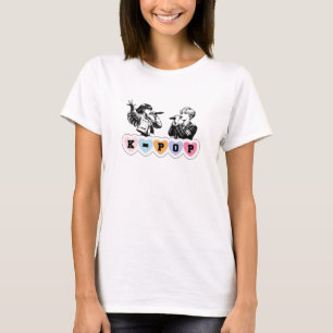 Camiseta Male Female Idols Cantando KPop Hearts Music Desig