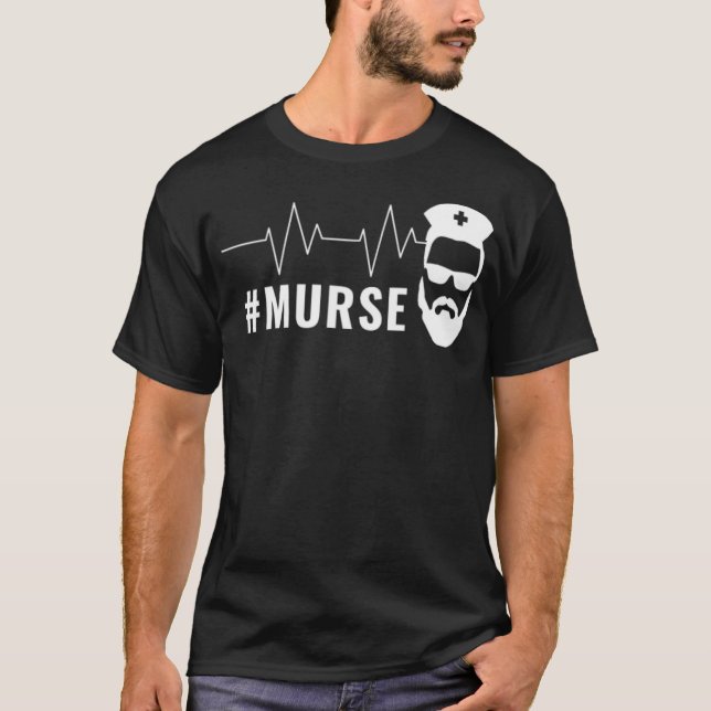 Camiseta Male Nurse Gifts Heartbeat Murse Gifts RN LPN CNA  (Frente)