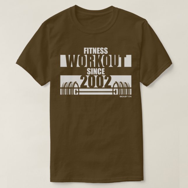 Camiseta Malhação de Ditos de Motivação de Gym desde 2002 (Frente do Design)