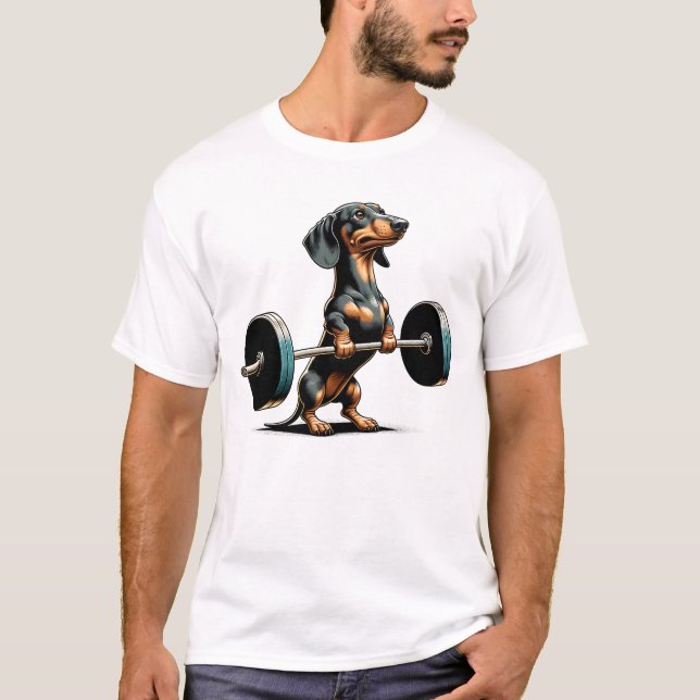 Camiseta Malhação Engraçada De Elevação De Dachshund (Frente)