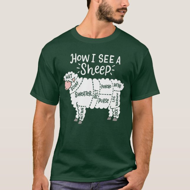 Camiseta Malhando Como Eu Vejo Uma Ovelha Fio de Lã Tricote (Frente)
