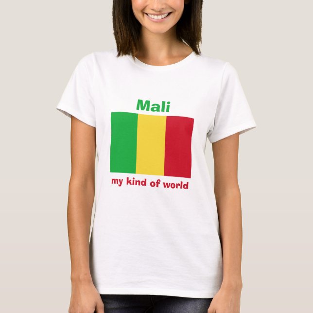 Camiseta Mali Bandeira + Mapa + Texto (Frente)