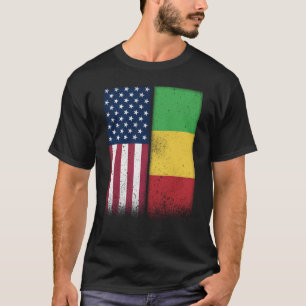 Camiseta Mali Bandeiras Americanas Malianas Orgulhosas EUA