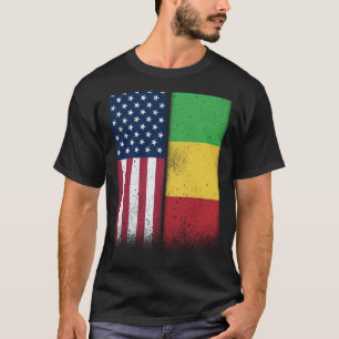 Camiseta Mali Bandeiras malianas americanas orgulhosas dos 