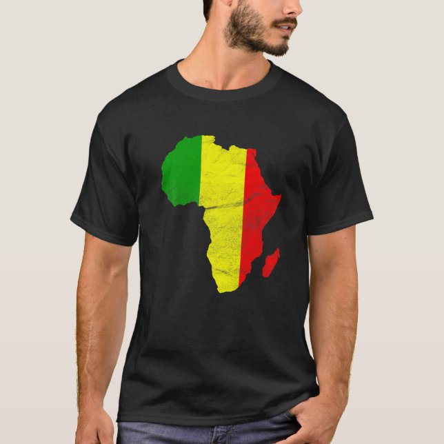Camiseta Mali Flag Africa Continent Silhouette Gift for Mal (Frente)