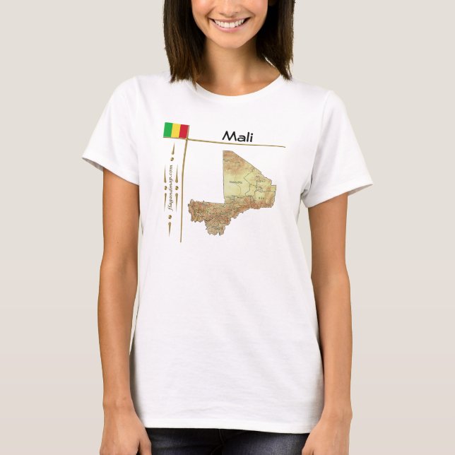 Camiseta Mali Mapa + Bandeira + Título (Frente)