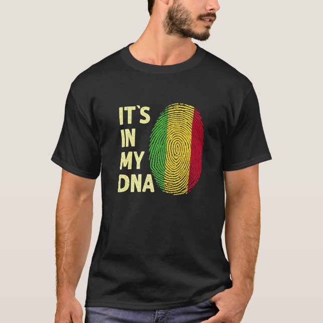 Camiseta Mali Na Minha Equipe De Bandeiras Do Mali Dna (Frente)