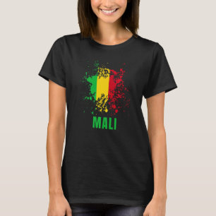 Camiseta Mali Retro Vintage WaterColor Esporte Malian Flag 
