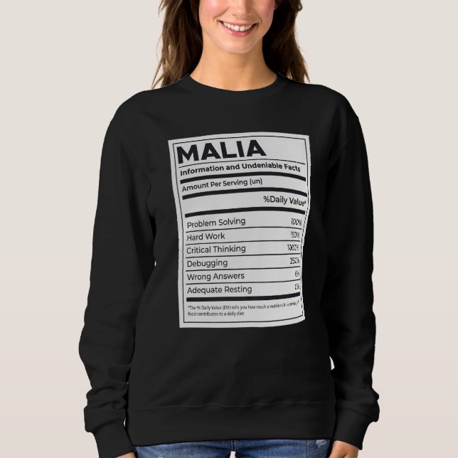 Camiseta Malia Nutrition Information Problem Solving Duro W (Frente)