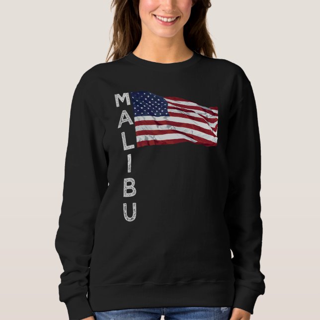 Camiseta Malibu Beach California Usa Flag American Los Ange (Frente)