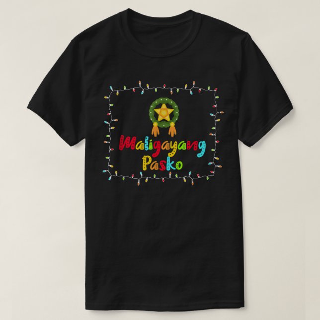Camiseta Maligayang Pasko Parol Light Filipino Natal (Frente do Design)