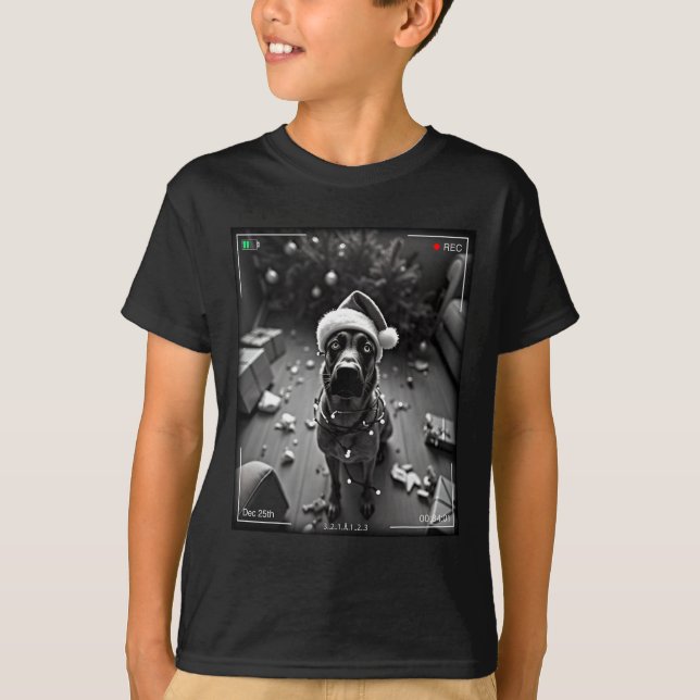 Camiseta Malinois Belga de Natal Flagrou na Câmera  (Frente)