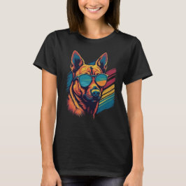 Camiseta Malinois belgas coloridos com óculos de sol