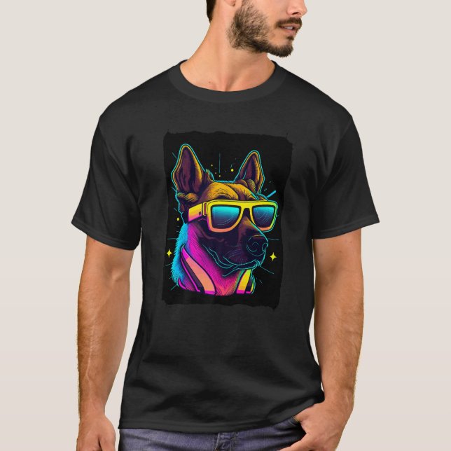 Camiseta Malinois Dog with Sunglasses Premium (Frente)