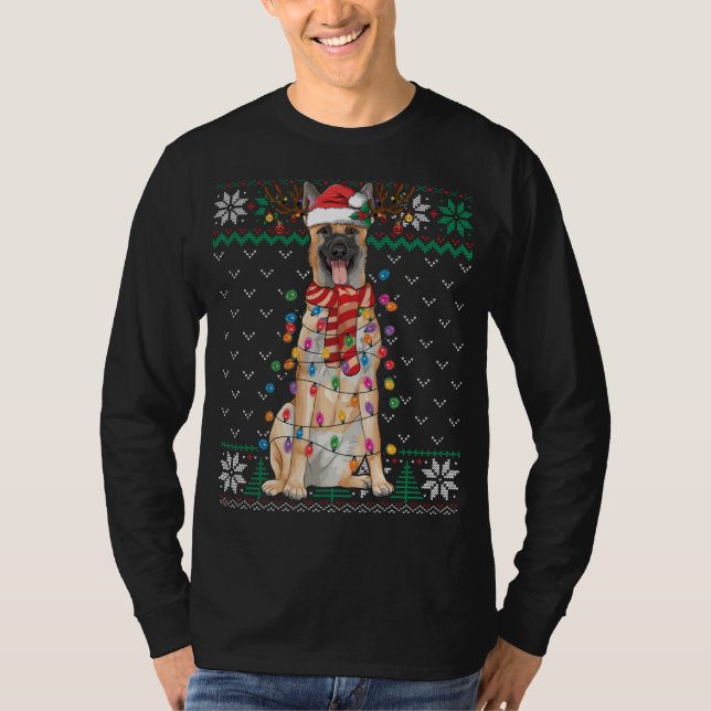Camiseta Malinois Natal Belga Cachorro Engraçado (Frente)