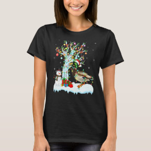 Camiseta Mallard Bird Xmas Tree Lighting Santa Hat Mallard
