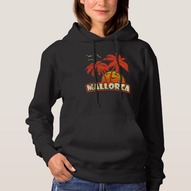Camiseta Mallorca Summer Palm Trees 80s Beach Sunset (Frente)