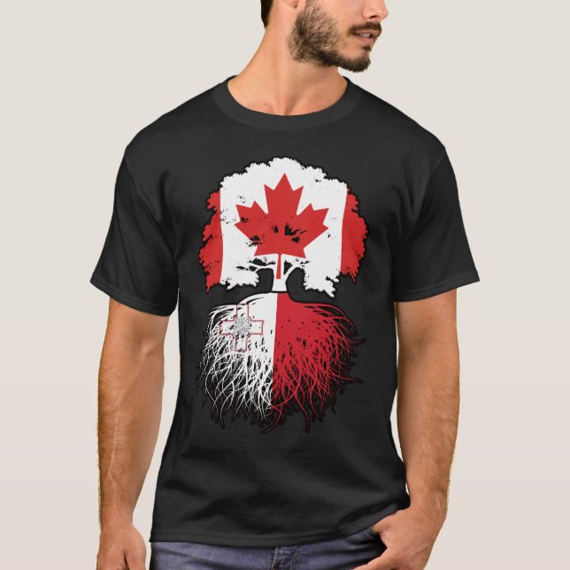 Camiseta Malta Canadian Tree Roots Flag (Frente)