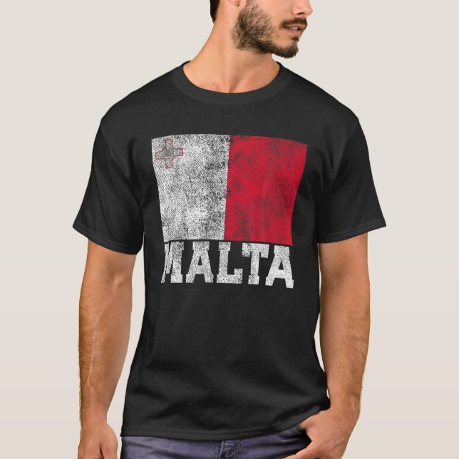 Camiseta Malta Flag National Pride Roots Country Family Nat (Frente)