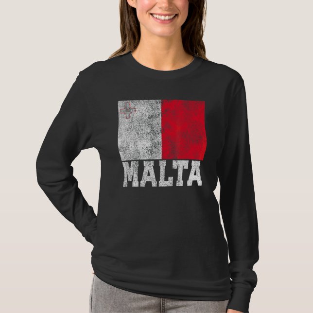 Camiseta Malta Flag National Pris Roots Country Family Nat (Frente)