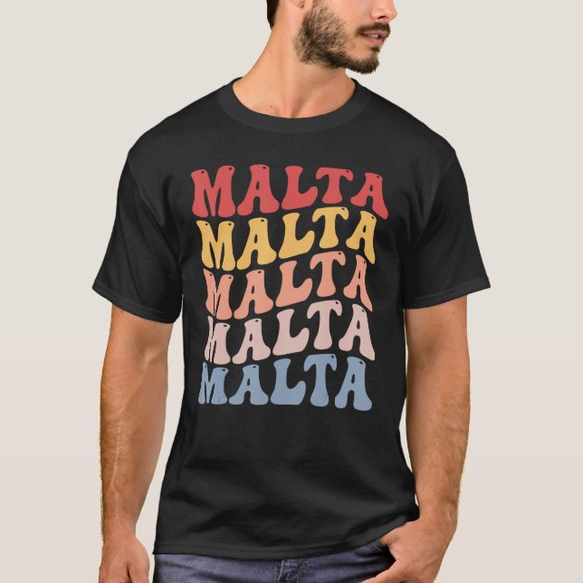 Camiseta Malta Groovy Retro Maltês (Frente)