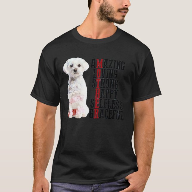 Camiseta Maltês Adorável Forte e Feliz Altruísmo (Frente)