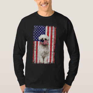 Camiseta Maltês American Flag Dog Veste Face Mask 4th Of J