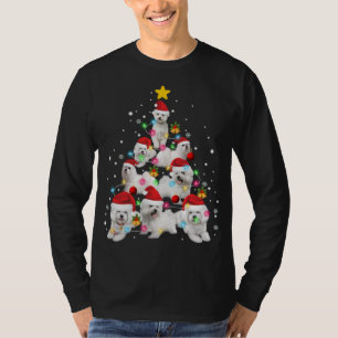 Camiseta Maltês Árvore De Natal Engraçado Xmas Maltês Amor