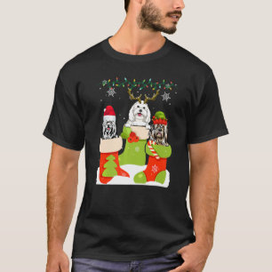 Camiseta Maltês Bonito De Natal Em Papais noeis De Reinado