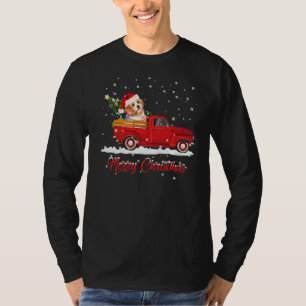 Camiseta Maltês Cachorro a Caminhar Vermelho Natal