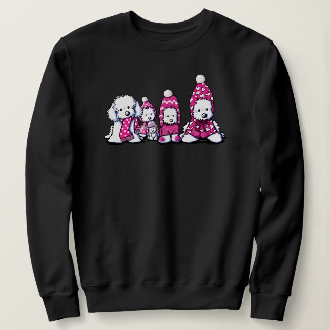 Camiseta Maltês de Inverno em Rosa (Frente do Design)