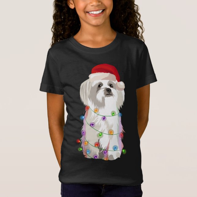 Camiseta Maltês de Natal Luz de Natal (Frente)