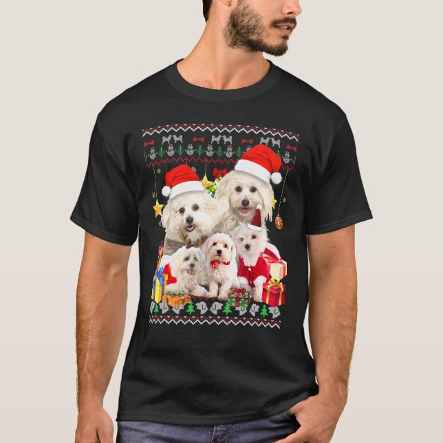 Camiseta Maltês, doce de Natal, Santa Hat (Frente)