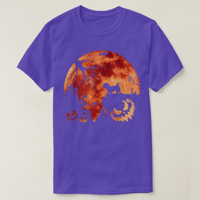 Camiseta Maltês E Lua Halloween Costume Pumpkin Dog Lov (Frente do Design)