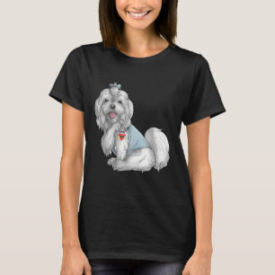Camiseta Maltês Eu Amo Mamãe Tatuagem Cão Engraçado Dia de