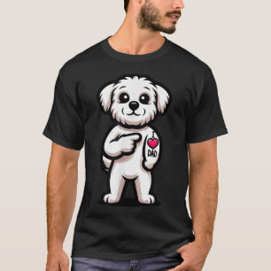 Camiseta Maltês Eu Amo Pai Cachorro Engraçado Tatuagem _1