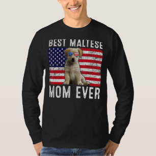 Camiseta Maltês Mãe Americana Bandeira Americana Proprietár
