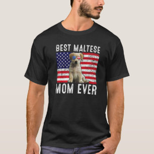 Camiseta Maltês Mãe Americana Bandeira Americana Proprietár