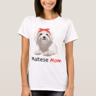 Camiseta Maltês Mãe Cão Bandana Pet Lover WoMaltês