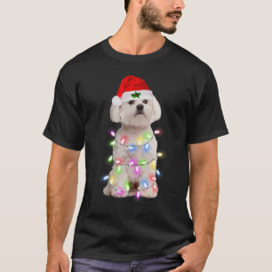 Camiseta Maltês Papais noeis Árvore de Natal Luzes de Natal