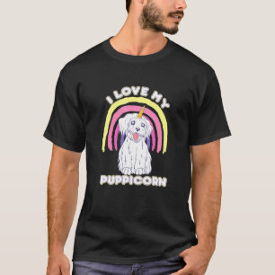 Camiseta Maltês Puppy Unicorn E Adorável
