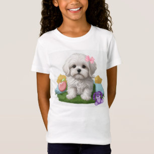 Camiseta Maltês Sentado com os Brinquedos