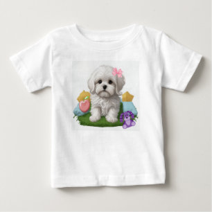 Camiseta Maltês Sentado com os Brinquedos
