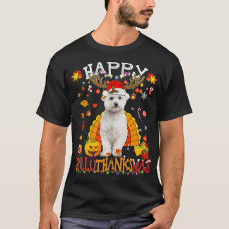 Camiseta Maltese Dog Happy Hallothanksmas Halloween Thanksg