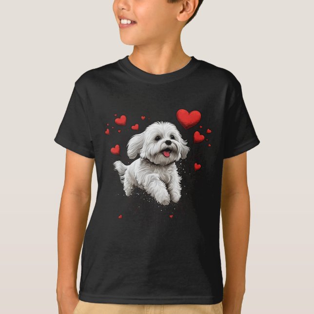 Camiseta Maltese Dog Love Heart For Valentines Day Maltese  (Frente)
