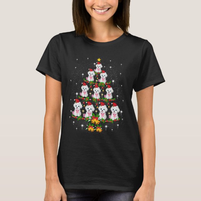 Camiseta MALTESE Dog Tree Christmas (Frente)