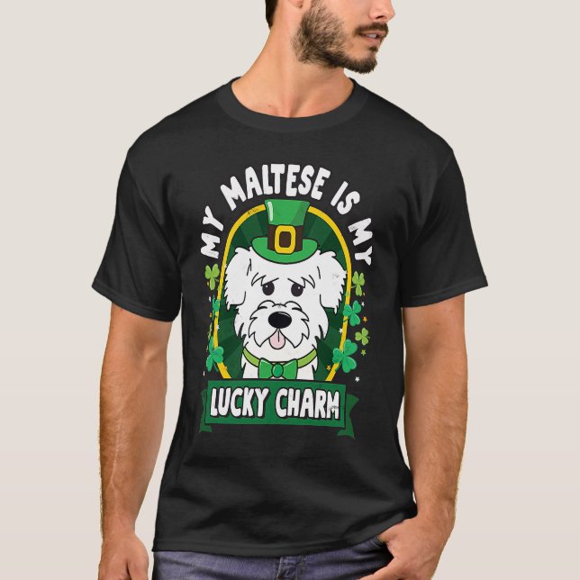 Camiseta Maltese St Patricks Lucky Charm Mom Dad (Frente)