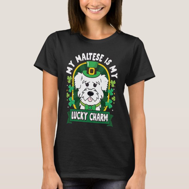 Camiseta Maltese St Patricks Lucky Charm Mom Dad (Frente)