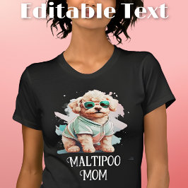 Camiseta Maltipoo Cachorro Mãe Óculos escuros