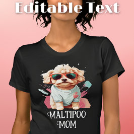 Camiseta Maltipoo Cachorro Mãe Óculos escuros